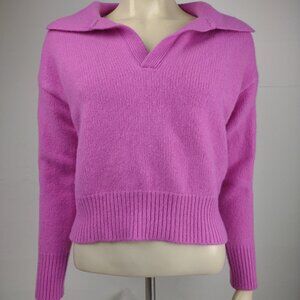 Stateside fuchsia pink collared heavyweight Wool Cashmere blend sweater Medium